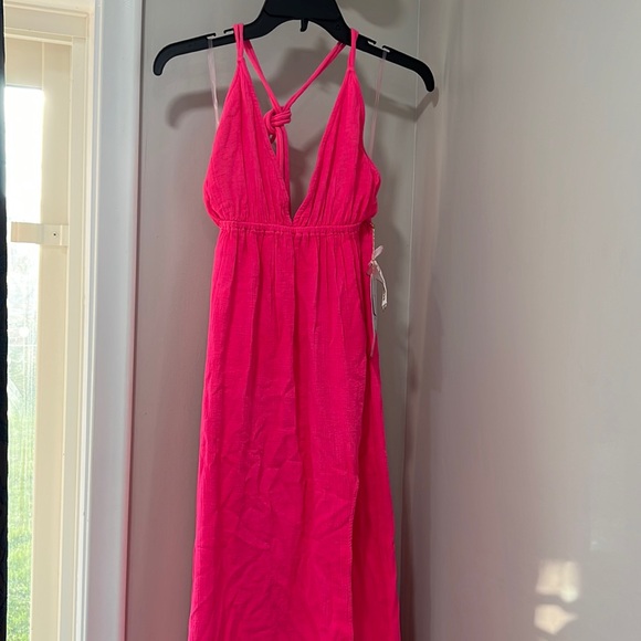 Sundress Sybille Dress in Cotton Gauze Fuchsia - Picture 4 of 9